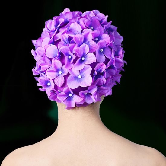 Bonnet De Bain Femme Décoré Fleurs Et Perles - Nylon/spandex, Tour De Tête 43 Cm, Taille Unique