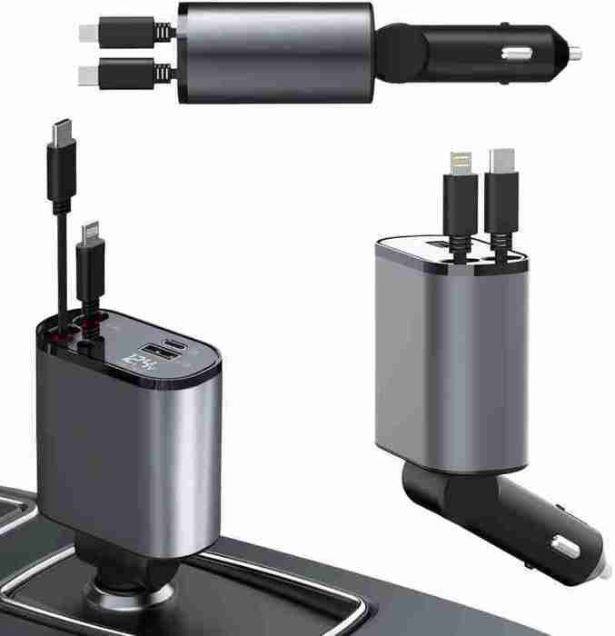 Chargeur Voiture Rtractable 100W Chargeur Tlphone 4en1 Allume Cigare USB  Cble 80cm Prise Adaptateur Voiture Rapide 2 Ports USB - Cdiscount Auto