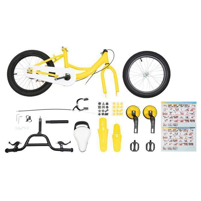 Costway Vélo pour Enfant 16 Pouces avec Roues Stabilisatrices Amovibles et Panier pour 4-7 Ans Rouge