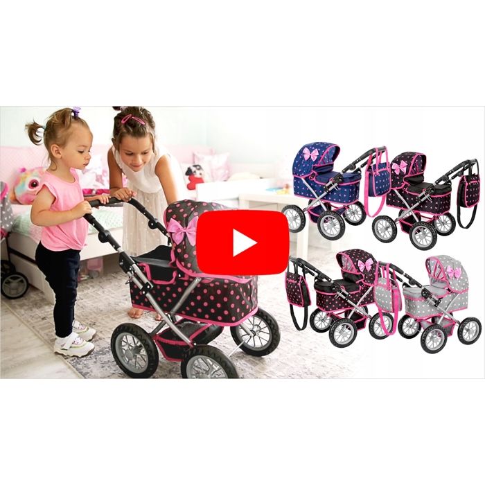 Kinderplay Poussette Poupée 3en1 - Poignée Réglable 36.5-64 Cm, Pour Poupées 40 Cm