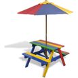 Table et bancs de pique-nique pour enfants - VIDAXL - Multicolore - 75 x 85 x 52 cm-0