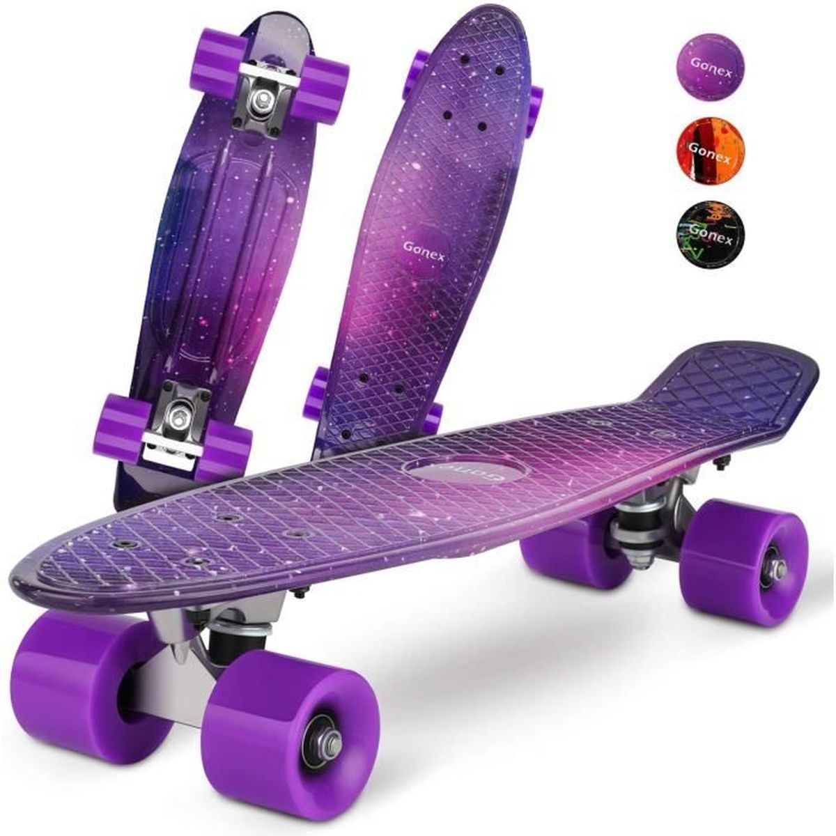 4 Roues Translucides PU ENKEEO Skateboard Planche à roulettes Retro Cruiser 22 Pouces Table en Plastique Renforcé Roulement ABEC-7 pour Fille Garçon et Adulte