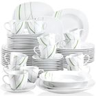 Veweet AVIVA 60pcs Service de Table Porcelaine 12pcs Assiette Plate / Assiette à Dessert / Assiette Creuse / Tasse avec Soucoupes