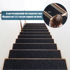 15 Pcs Tapis d'Escalier Autocollants 76x20CM COSTWAY Marchettes Escalier en Tissu Polyester Antidérapant-pour Marches en Bois Noir