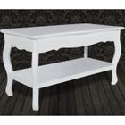 HOMGEEK Table Basse Table de Café en Pin Massif 2 Couches Style Moderne Blanc 87,5 x 42 x 44 cm