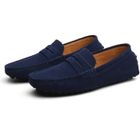 HENRVIEG Chaussure Mocassins Homme - Suede Classic Oxford - Cuir Bleu - Talon Plat - Style Casual