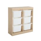 SWEEEK Meuble de rangement enfant. naturel. 6 bacs de rangement en plastique