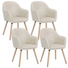 Chaises WOLTU – Contemporain, velours & bois, crème et blanc (Lot de 4)