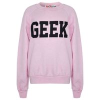 Sweat-shirt imprimé Geek pour filles de 7 à 13 ans - Rose - Manches longues