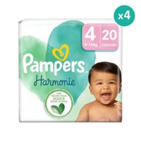Couches Harmonie Taille 4 - Pampers - 20 Langes - Blanc - Mixte - Petit format