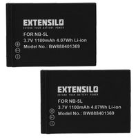 EXTENSILO 2x Batteries remplacement pour Canon NB-5L pour appareil photo, reflex numérique (1100mAh, 3,7V, Li-ion) 