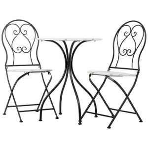 Ensemble table et chaise de jardin Ensemble table et 2 chaises en fer forgé coloris n