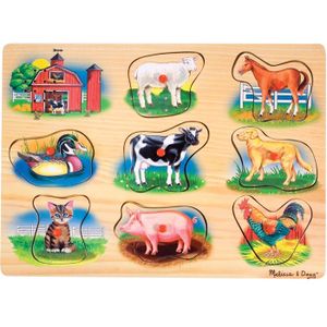 Puzzle Animaux de Ferme Sonore Melissa Doug 10268 Moins de 100 pieces Enfant Cdiscount Puericulture Eveil bebe