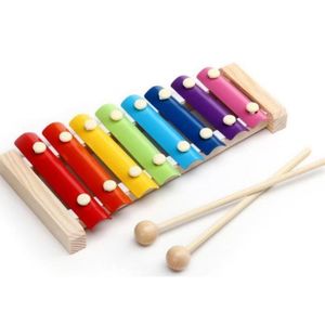 INSTRUMENT DE MUSIQUE TRESORS- Jouet Xylophone 8-Notes Clavier Multicolor en Bois Jouets Musicaux du bb Jeu educatif pour Enfants 12 Mois 2 3