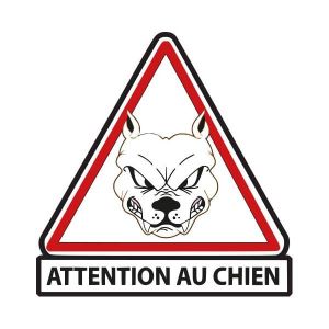Attention au chien autocollant sticker adhesif 4 4 cm Taille
