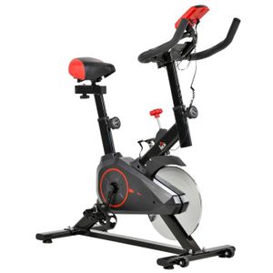 VÉLO D'APPARTEMENT HOMCOM Vélo d'appartement écran LCD multifonctions vélo biking cardio-training selle et guidon réglables poids volant inertie 6 Kg