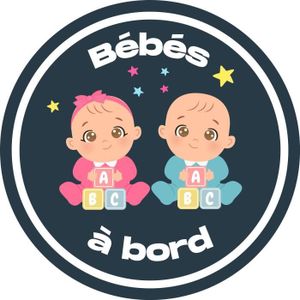 Autocollant "Bébé à Bord" Jumelles Occitanes - 10 Cm - Pour Voiture Ou Porte D'entrée - Sticker Intérieur/extérieur