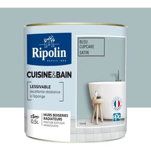 PEINTURE - VERNIS Peinture cuisine et salle de bain satin bleu cupcake 0,5L Ripolin