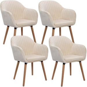 Ensemble de 4 chaises de salle à manger - JEOBEST - Assise en résine -  Blanc - Pieds en bois massif - Cdiscount Maison