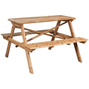 Ensemble table et chaise de jardin YAJ-Table de pique-nique 120 x 120 x 78 cm Bambou-YAJ42505