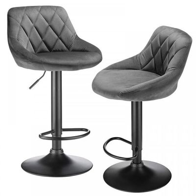 Chaises De Bar Chairus - Lot De 2 Grises Avec Coussin Tissu Et Repose-Pieds - Hauteur Réglable 86-108cm - Design Moderne