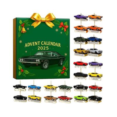 Calendrier De L'Avent Voiture 2025 - 24 Décorations 2D Acrylique, Thème Porsche