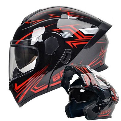 Casque de moto modulable pour hommes et femmes, utilisable en toutes saisons, casque de sécurité-rouge