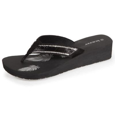 Isotoner Tongs à talon de 4 cm, confortables et légères noir femme