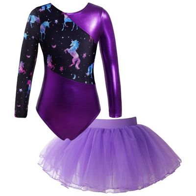 Ranrann Enfant Fille Justaucorps Gymnastique Strass Avec Short Et Bandeau - Tenue Danse Gym 3-16 Ans