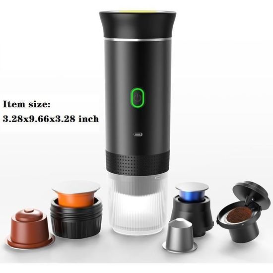 Machine à Café Portable PZCC 3-en-1 - Expresso Voyage 12V, Compatible K-Cup Et Café Moulu, Idéale Camping Voiture