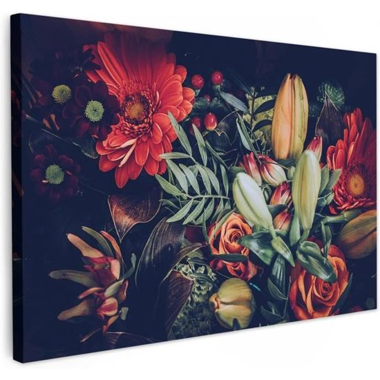 Peinture sur toile 120 cm cadre décoratif mural noir zèbre multicolore