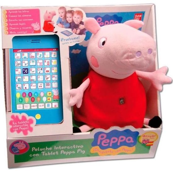 Bandai peluche peppa pig avec tablette interactive 94500 94500 Cdiscount Jeux Jouets