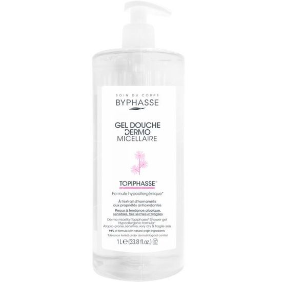 Gel douche Dermo Micellaire BYPHASSE 1L Hypoallergénique Formule