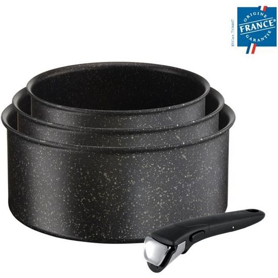 TEFAL L6719012 Ingenio Authentic Set de 3 casseroles+ poignée, Batterie