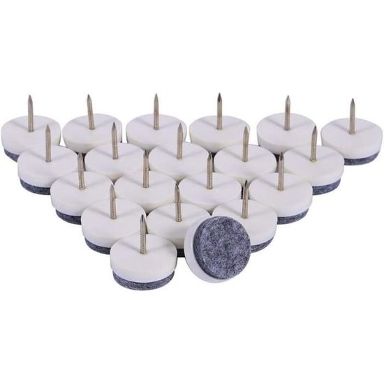 Lot De 24 Patins Autoadhésifs En Feutre Pour Meubles - Protection Sols Et Murs - Blanc