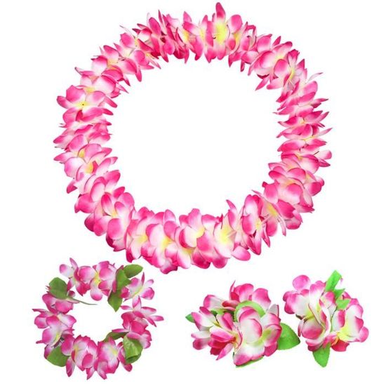 Colliers De Fleurs Hawaïens - Kit De 4 Ensembles Multicolores Avec Couronnes Et Bracelets