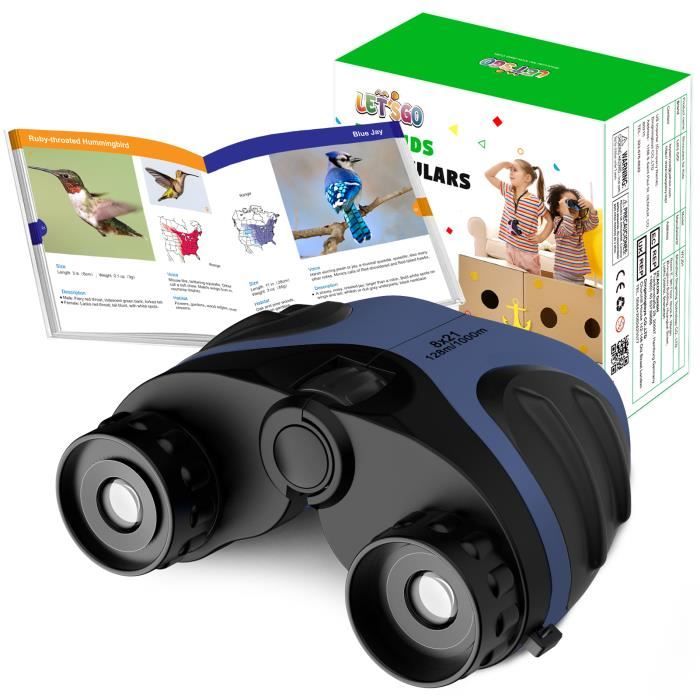 Jumelles Enfant, 8x21 jumelle HD pour enfant, Anti-vibration et étanche pour L'extérieur observation des Oiseaux-Bleu Marine