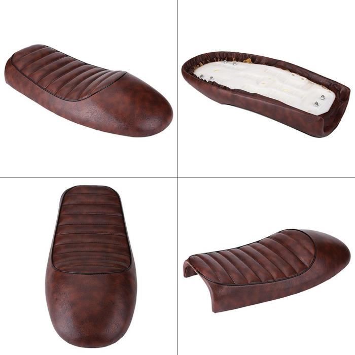 KAI Moto PU cuir Vintage Cafe Racer Seat selle plate pour Honda CG125 GN CG CB400SS Marron