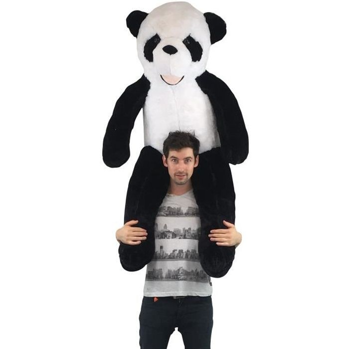 Peluche panda géante 130 cm ultra moelleuse et très douce, idéal en cadeaux de mariage, baptême ou anniversaire