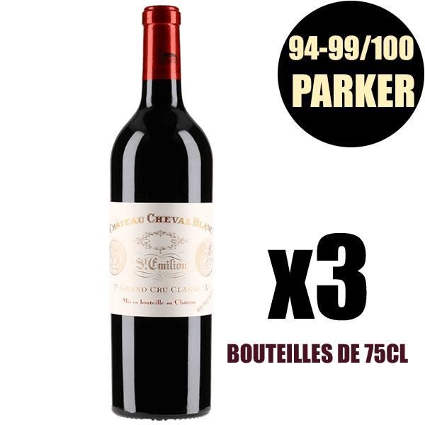 X3 Château Cheval Blanc 2012 75 cl AOC Saint-Emilion Grand Cru 1er Grand Cru Classé A Rouge Vin Rouge