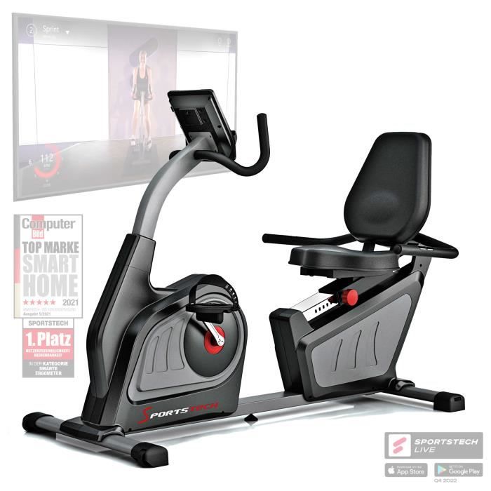 Sportstech home-trainer ES600 avec Bluetooth/compatible appli - 14kg - Ergomètre, Entraînement Cardio, Vélo d'intérieur, Fitness