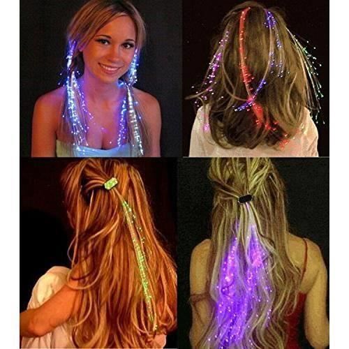 Clip de cheveux en fibre optique, extensions de cheveux lumineux LED.