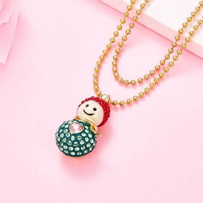 Collier Femme - Collier long en cristal avec chaîne de chandail de Noël en plaqué or 18K galvanisé