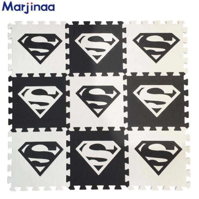Tapis d'éveil,Superma-fer homme-batma-EVA mousse puzzlen-bébé tapis de jeu en mousse jouer Puzzle - Type Superman-10PCS 30x30cm