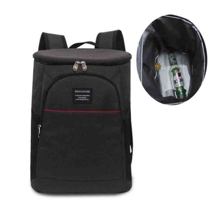 7House Sac à Dos Isotherme Repas Etanche Grande Capacité Glacière pour Camping Picnic Voyage,Noir