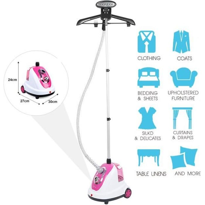 1700W - DEFROISSEUR VAPEUR VERTICAL MULTIFONCTION - HAUTEUR REGLABLE - ROSE - LAIZERE