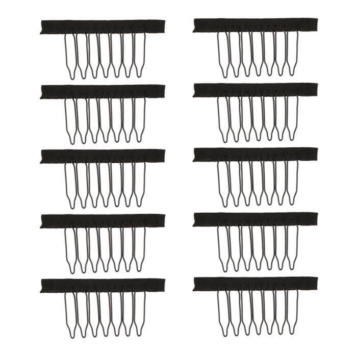 PERRUQUE 10Pieces 7 dents Peluches à cheveux Perruques Insertion Combs Perruque Cap Clips Perruques Accessoires L la15707
