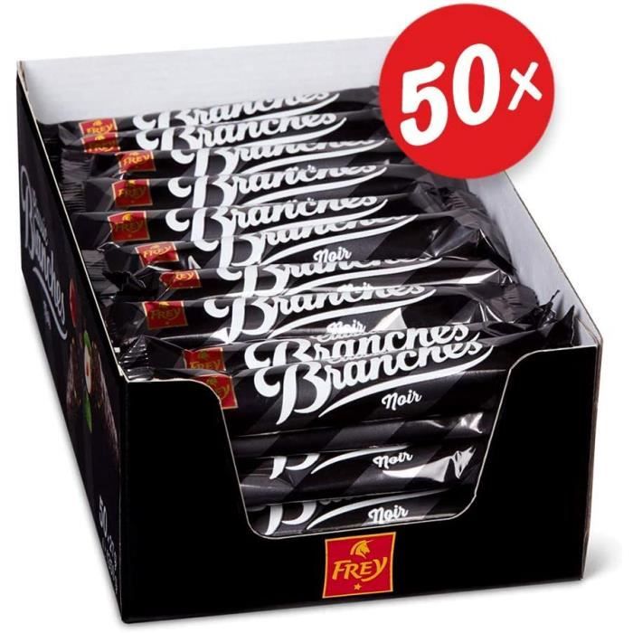 Frey Branches Classic Barres de chocolat noir - Présentoir de 50 Snacks fourrées à la crème de noisettes - Fabriqué en Suisse - Lot