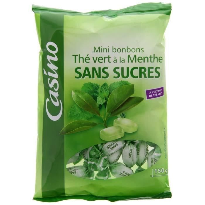 CASINO Mini bonbons Thé vert à la menthe sans sucres - 150 g