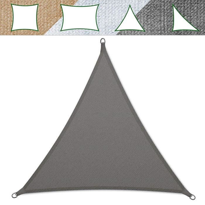Voile Ombrage 5x5x5 m - Gris - Triangulaire Matériau HDPE Anti-UV - Lavable en Machine - Densité 180g - m² - Toile Tendue
